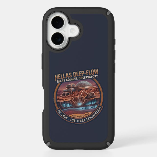 Hellas Deep-Flow Mars Aquifer Observatory Speck iPhone Case (Front)