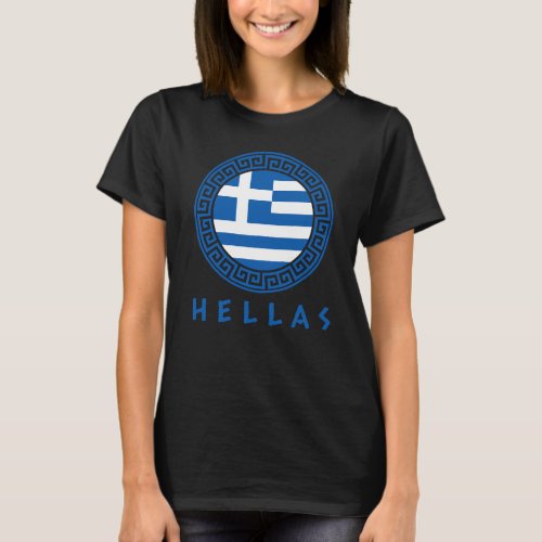 Hellas Flag Of Greece Womens Black T_Shirt