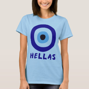 Hellas Greek Evil Eye Women's Blue T-Shirt
