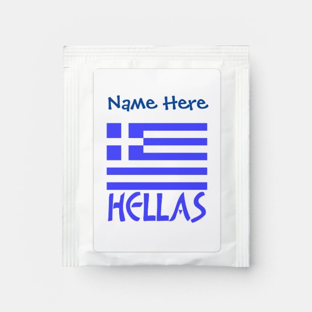 Hellas Greek Flag Blue Personalization  Tea Bag Drink Mix (Front)