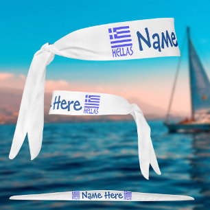 Hellas Greek Flag Blue Personalization Tie Headband