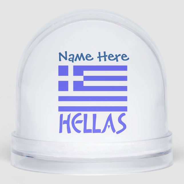 Hellas Greek Flag Blue Personalized  Snow Globe (Front)