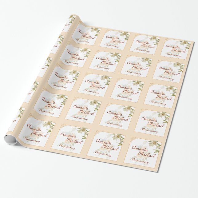 Hellebore anniversary wrapping paper (Unrolled)