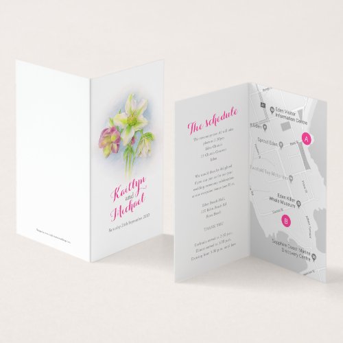 Hellebore art wedding details guest schedule map