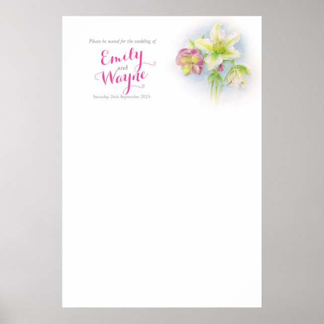 Hellebore art Wedding seating table planner blank Poster (Front)