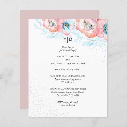 Hellebore Blue Dusty Rose Wedding Reception BUDGET