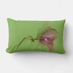 Hellebore botanical flower green purple lumbar pillow