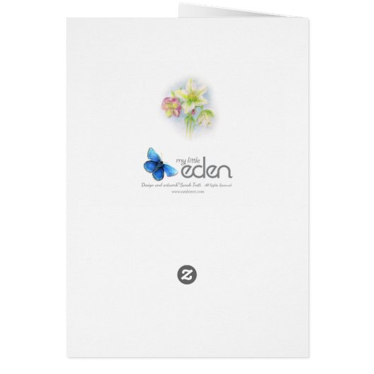 Hellebore floral white pink green note card (Back)