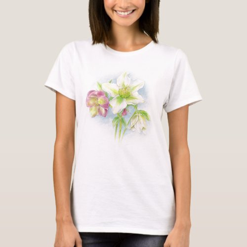 Hellebore flowers art t_shirt