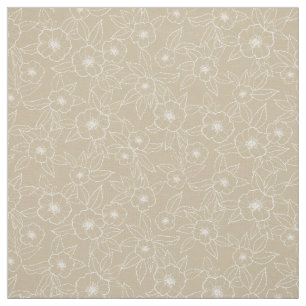 Hellebore Handdrawn Beige Neutral Pattern Fabric