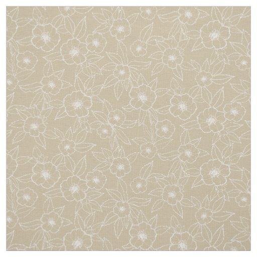 Hellebore Handdrawn Beige Neutral Pattern Fabric