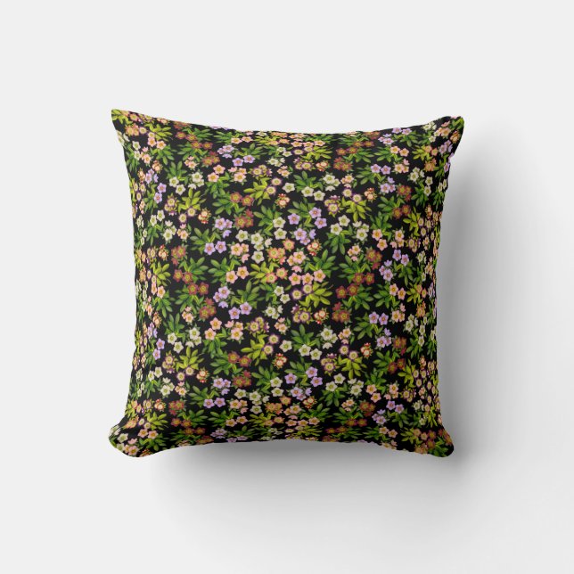 Hellebore Lenten Rose Flowers Pillow (Front)