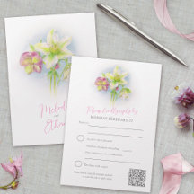 Hellebore watercolor art spring wedding QR code