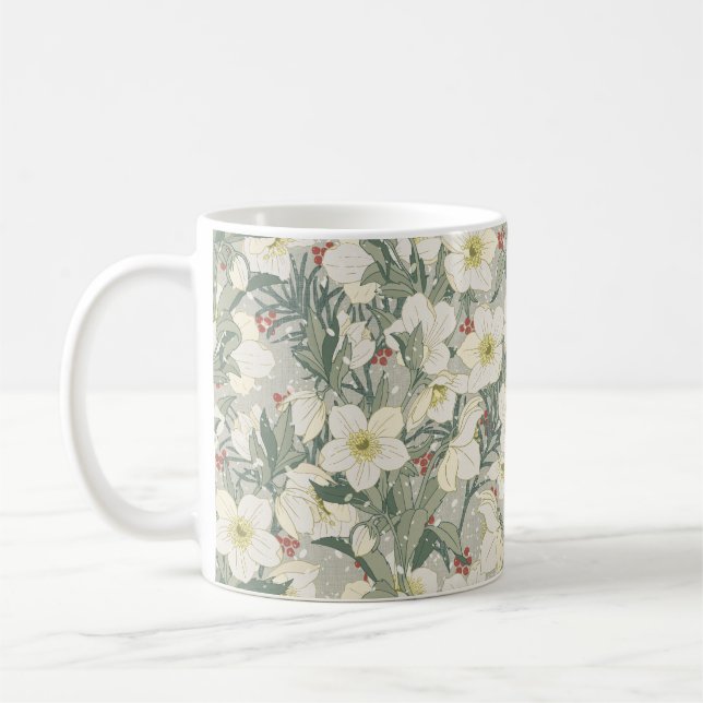 Hellebore Winter Flowers Coffee Mug (Left)
