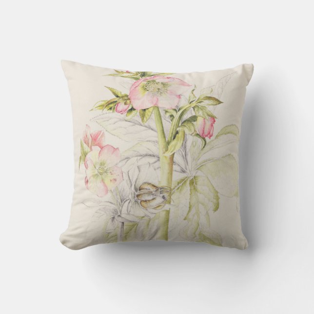 Hellebores Throw Pillow (Front)