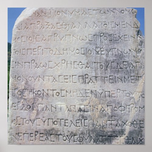 Hellenistic epigraph stone  found in Ephesus Poster