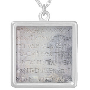 Hellenistic epigraph stone , found in Ephesus Silver Plated Necklace