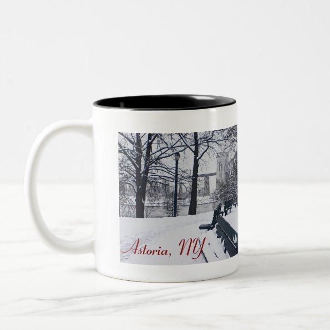 Hellgate Bridge, Astoria, NY Two-Tone Coffee Mug (Left)