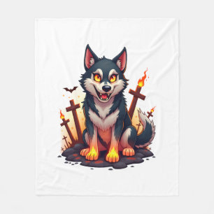 Hellhound Husky Dog Fleece Blanket