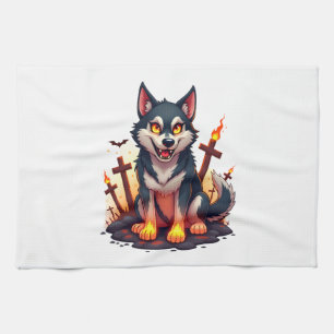 Hellhound Husky Dog Kitchen Towel