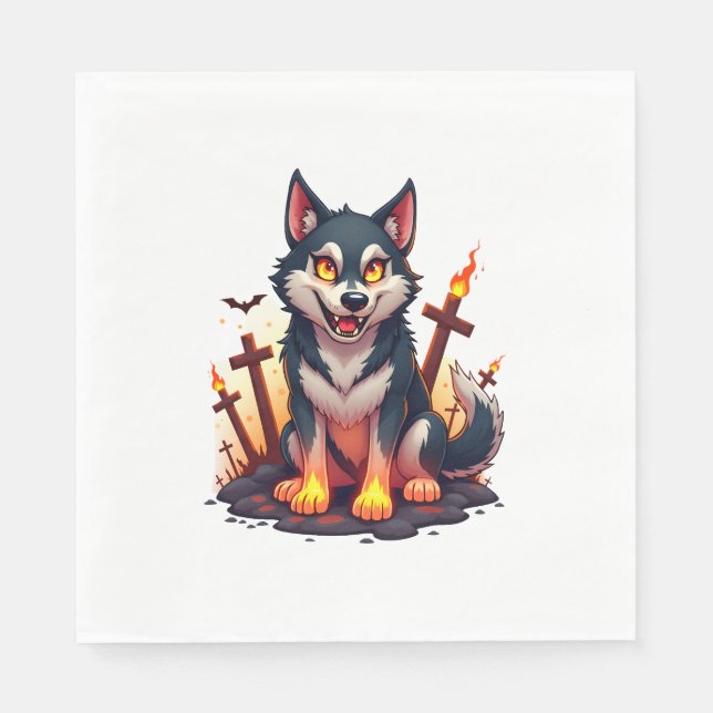 Hellhound Husky Dog Napkins (Front)