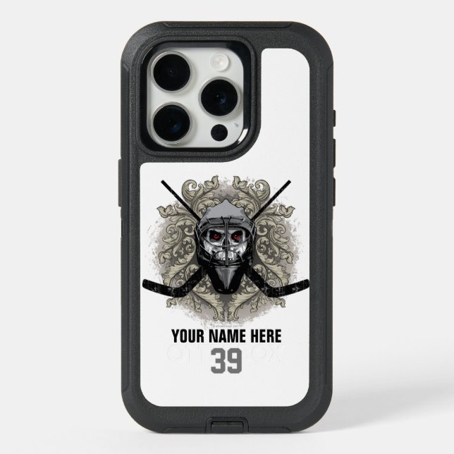 Hellish Hockey Goalie iPhone 15 Pro Case (Back)