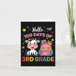 Hello 100 Days Of 3rd Grade Cute Cow 100th Day Of Card