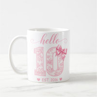 Hello 10 Birthday | Pink Hello 10 Custom Year