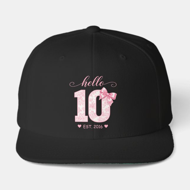 Hello 10 Birthday | Pink Hello 10 Custom Year Visor (Front)