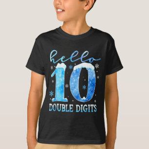 Hello 10 Double Digits Snowflakes Winter Christmas T-Shirt
