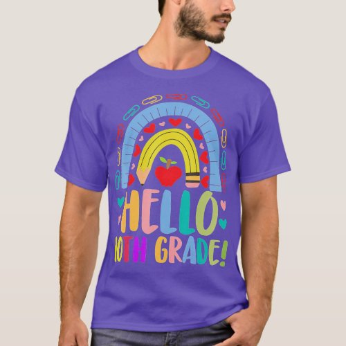 Hello 10th Grade School Rainbow Grade Funny Toodle T_Shirt