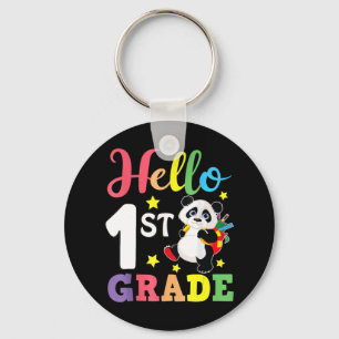 Hello 1st Grade Cute Panda Back To School Student Keychain