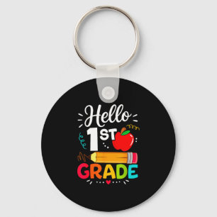 Hello 1st grade funny back to school teacher keychain