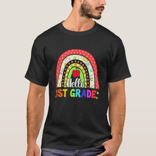 Hello 1st Grade Rainbow Back To School First Day T_Shirt
