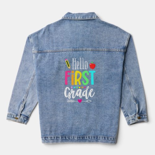 Hello 1st Grade Team First Grade Rocks Back To Sch Denim Jacket