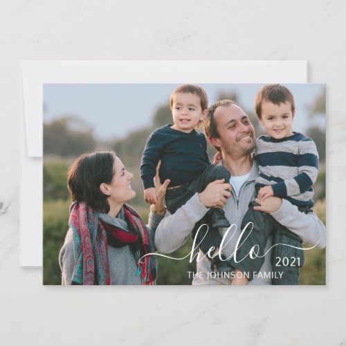 Hello 2021 2 Photo Message Script Happy New Year Holiday Card