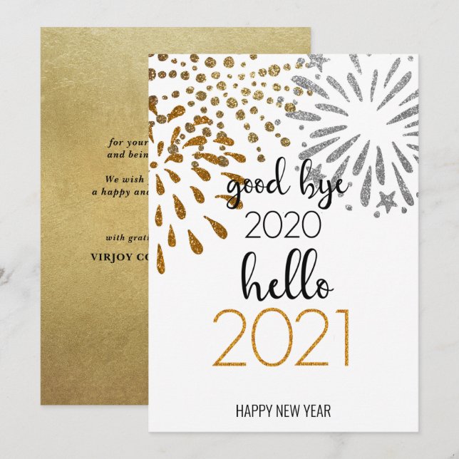 Hello 2021 | Corporate Business New Year Festive Holiday Card (Front/Back)