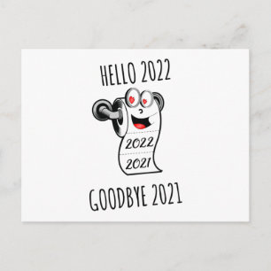 Hello 2022 Goodbye 2021 toilet paper Postcard