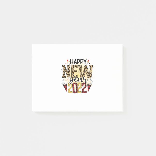 Hello 2022 Happy New Year 2022 Leopard Post-it Notes (Front)
