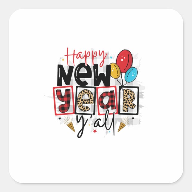 Hello 2022 Happy New Year All Square Sticker (Front)