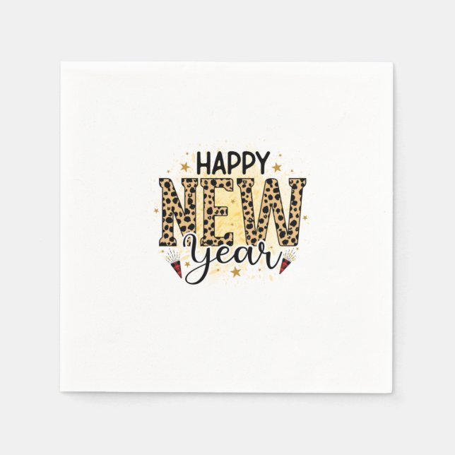 Hello 2022 Happy New Year Leopard Napkins (Front)