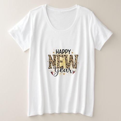 Hello 2022 Happy New Year Leopard Plus Size T_Shirt