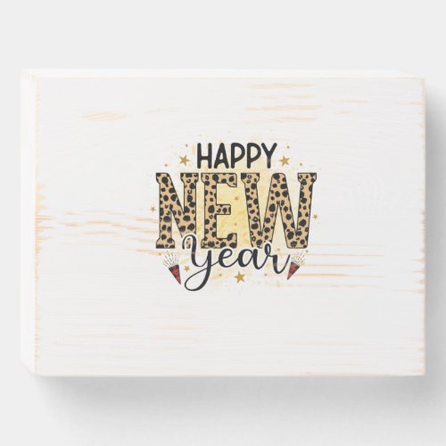 Hello 2022 Happy New Year Leopard Wooden Box Sign