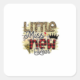 Hello 2022 Little Miss New Year Square Sticker