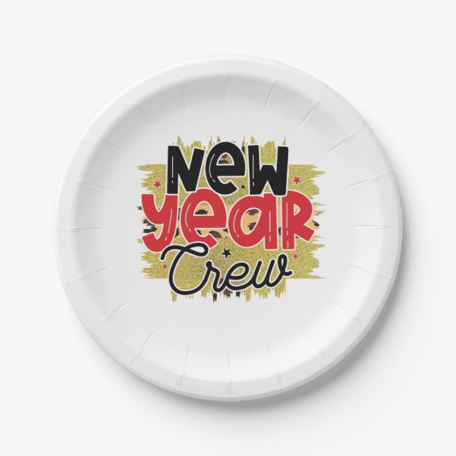 Hello 2022 New Year Crew Paper Plates (Front)