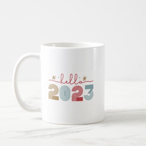 Hello 2023 Happy New Years 2023 Retro Coffee Mug