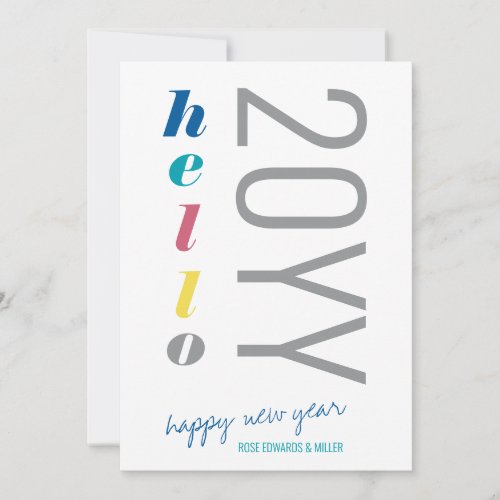 Hello 2024 Colorful Headline Typography New Year Holiday Card