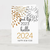 Hello 2024 Gold Glitter Festive Fireworks New Year Holiday Card | Zazzle