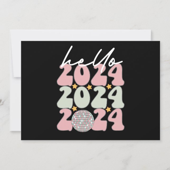 Hello 2024 Groovy Happy New Year Christmas Invitation (Front)