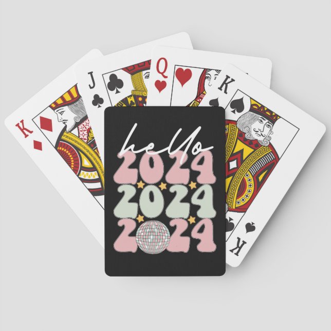 Hello 2024 Groovy Happy New Year Christmas Poker Cards (Back)